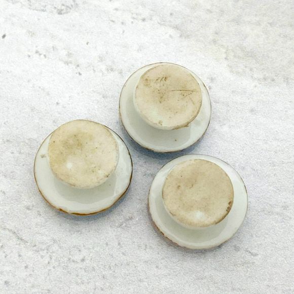 Set of Three Antique Hand Painted Porcelain Buttons Forget-Me-Nots Blue Round - Picture 7 of 8